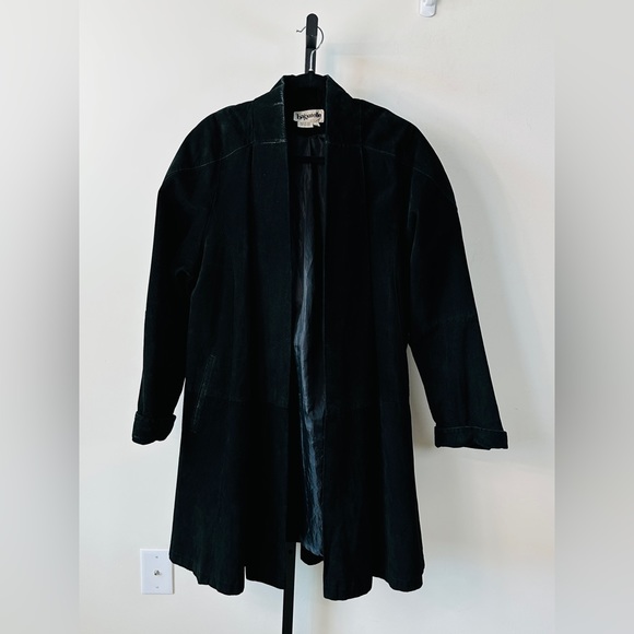 Lovely Black Genuine Leather Suede Swing Jacket Size 14 - Picture 7 of 12